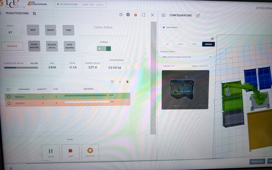YK Portal running on operator touchscreen panel — bin picking cell in production